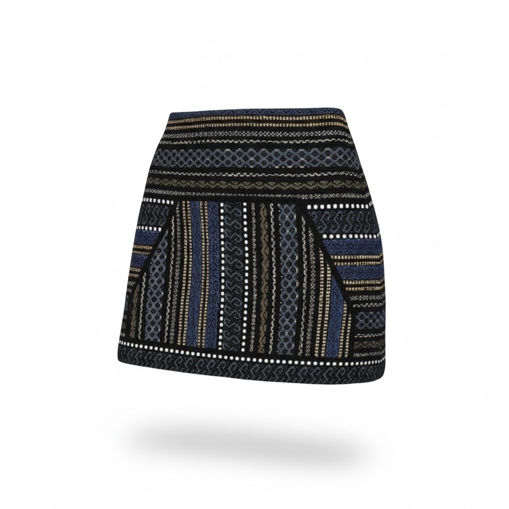 Gryphon Striped Patterned Skirt - Blue and Black